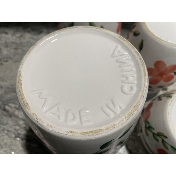 Canisters With Latched Lids Hand Painted Fruit Pattern Set of 4 Ceramic VTG - Picture 7 of 8